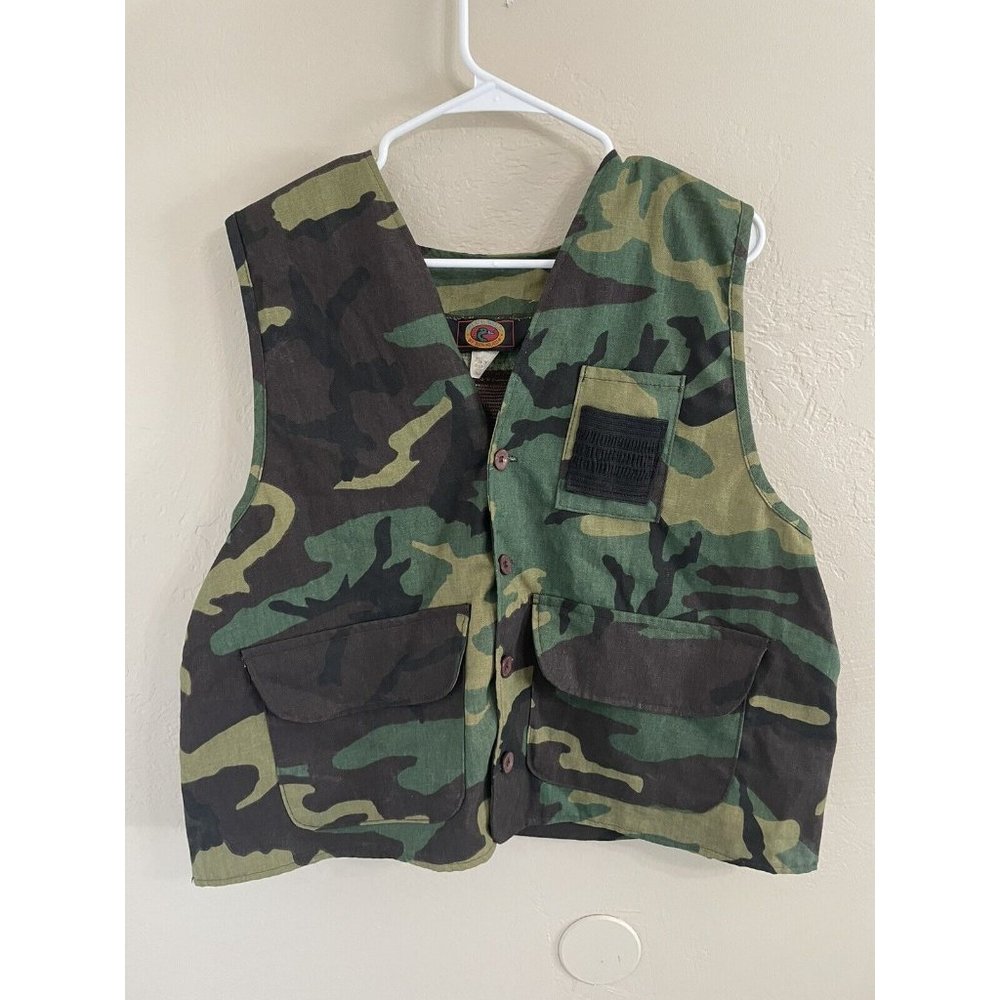 Vintage RedHead Blue Bill Shooting Vest Hunting Back Pouch Camo Size XL